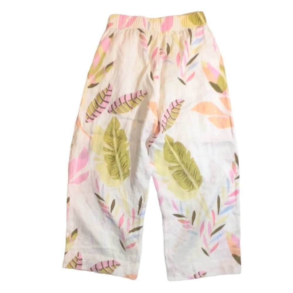 Cynthia Rowley 100% Linen pant Medium Wide Leg Cropped - Picture 2 of 7